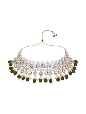 I jewels gold plated traditional kundan & pearl necklace jewellery with jhumka earrings set for women 3