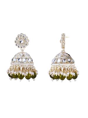 I jewels gold plated traditional kundan & pearl necklace jewellery with jhumka earrings set for women 4