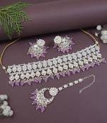 I jewels gold plated traditional kundan & pearl necklace jewellery with jhumka earrings set for women