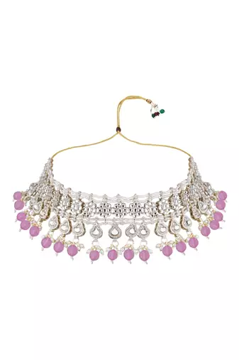 I jewels gold plated traditional kundan & pearl necklace jewellery with jhumka earrings set for women