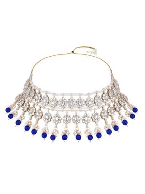 gold plated traditional kundan & pearl necklace jewellery with jhumka earrings set for women 3