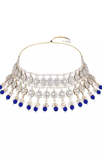 gold plated traditional kundan & pearl necklace jewellery with jhumka earrings set for women