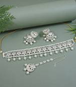 I jewels gold plated traditional kundan & pearl bridal choker necklace jewellery set