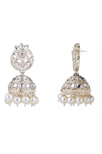 I jewels gold plated traditional kundan & pearl bridal choker necklace jewellery set
