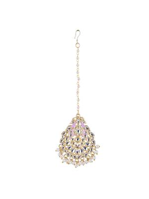 gold plated traditional meenakari kundan & pearl choker necklace jewellery set for women  5
