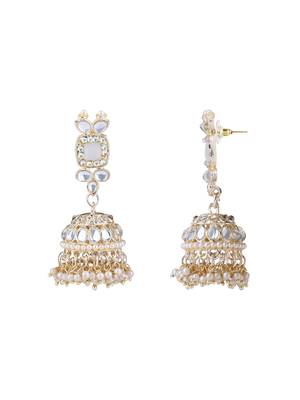 gold plated traditional kundan & pearl bridal choker necklace jewelleryset 5