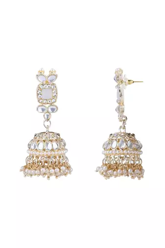 gold plated traditional kundan & pearl bridal choker necklace jewelleryset