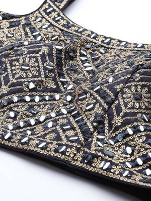 exquisite blue digital printed chinon silk party lehenga set choli with dupatta 7