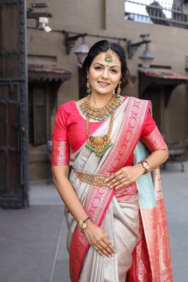 Grey Color Soft Silk Blend  Saree 1