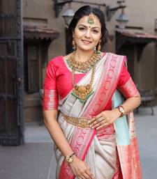 Grey Color Soft Silk Blend  Saree