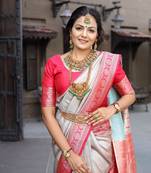 Grey Color Soft Silk Blend  Saree