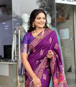 Purple Color Soft Pashmina Silk Blend Saree