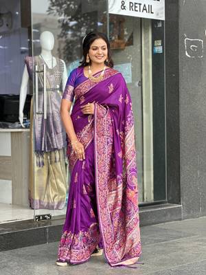 Purple Color Soft Pashmina Silk Blend Saree 2