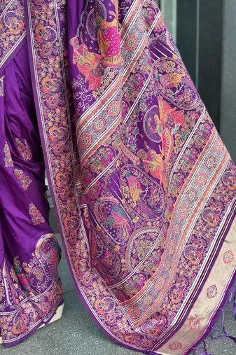 Purple Color Soft Pashmina Silk Blend Saree