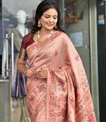 Light Pink Color Soft Pashmina Silk Blend Saree