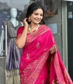 Dark Pink Color Soft Pashmina Silk Blend Saree