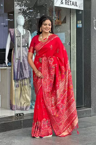 Red Color Soft Pashmina Silk Blend  Saree