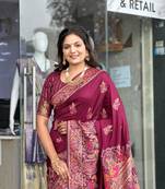 Maroon Color Soft Pashmina Silk Blend Saree