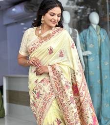 White Color Soft Pashmina Silk Blend Saree