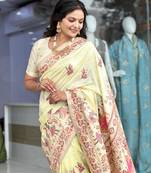 White Color Soft Pashmina Silk Blend Saree