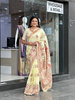 White Color Soft Pashmina Silk Blend Saree 2