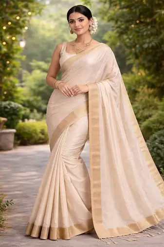 Grey Color Soft Silk Blend  Saree