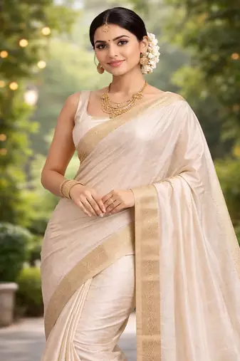 Grey Color Soft Silk Blend  Saree