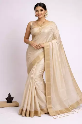 Grey Color Soft Silk Blend  Saree