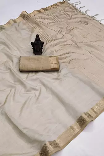 Grey Color Soft Silk Blend  Saree