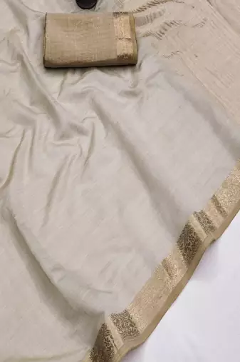 Grey Color Soft Silk Blend  Saree