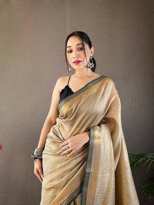  Chiku Color Soft Art Silk Saree 1