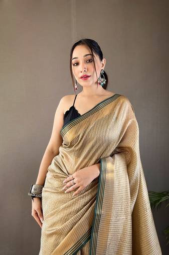  Chiku Color Soft Art Silk Saree