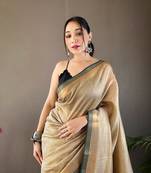  Chiku Color Soft Art Silk Saree