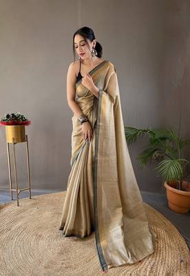  Chiku Color Soft Art Silk Saree 2