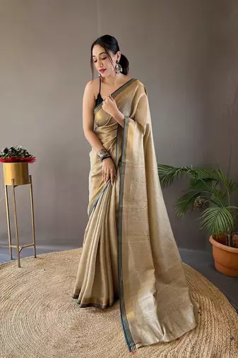  Chiku Color Soft Art Silk Saree
