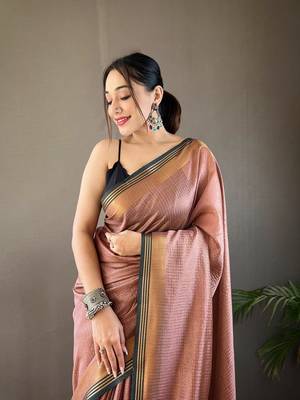 Brown Color Soft Art Silk Saree 1