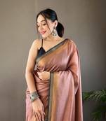 Brown Color Soft Art Silk Saree