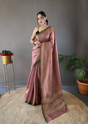 Brown Color Soft Art Silk Saree 3