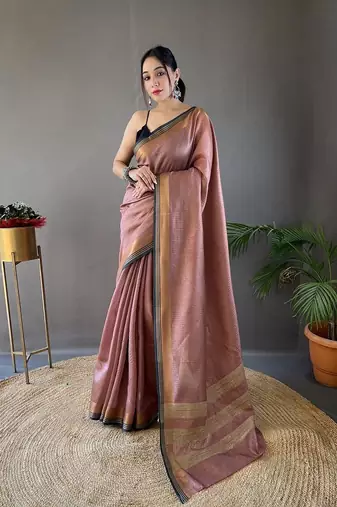 Brown Color Soft Art Silk Saree