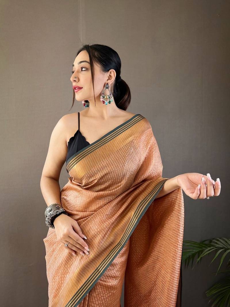 Light Orange Color Soft Art Silk Saree