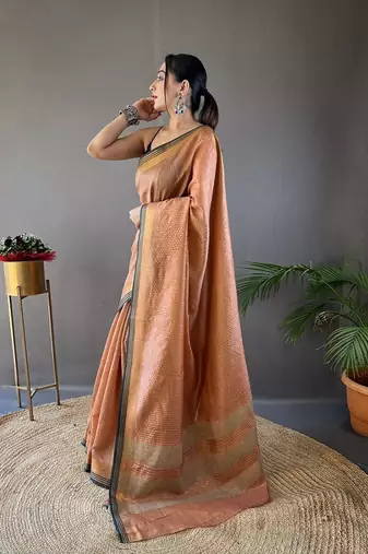 Light Orange Color Soft Art Silk Saree