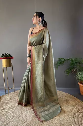 Mehendi Color Soft Art Silk Saree