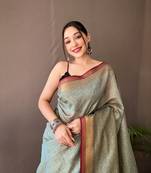 Light Aqua Blue Color Soft Art Silk Saree