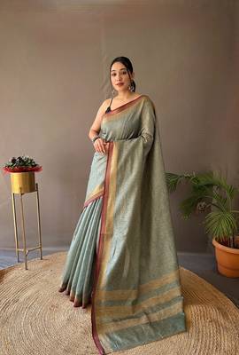Light Aqua Blue Color Soft Art Silk Saree 2