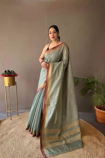 Light Aqua Blue Color Soft Art Silk Saree
