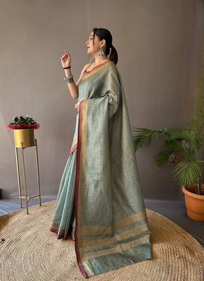Light Aqua Blue Color Soft Art Silk Saree 3