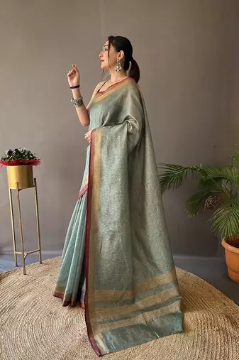 Light Aqua Blue Color Soft Art Silk Saree