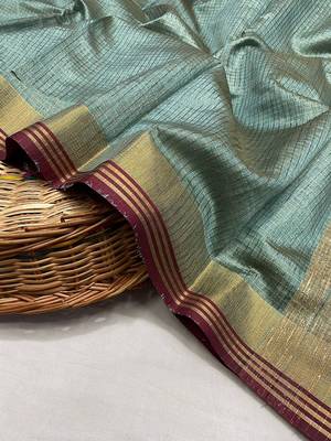 Light Aqua Blue Color Soft Art Silk Saree 5