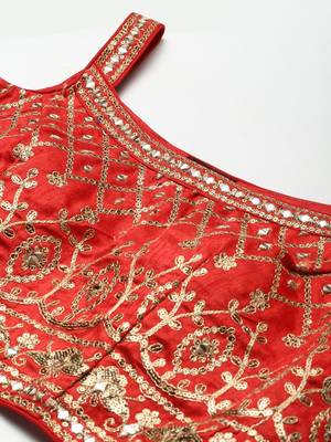 Astonishing Orange Digital Printed Organza Silk Lehenga Choli 7