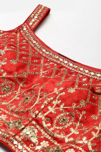 Astonishing Orange Digital Printed Organza Silk Lehenga Choli